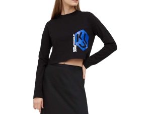 Μπλουζάκια με μακριά μανίκια Karl Lagerfeld MONOGRAFM CROPPED LONGSLEEVE T-SHIRT WOMEN