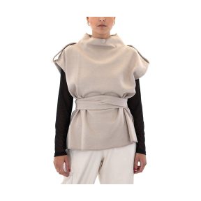 Μπλουζάκια με μακριά μανίκια Zoya KNITTED SLEEVELESS BELTED RELAXED FIT BLOUSE WOMEN