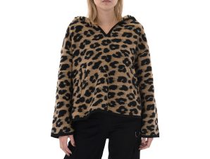 Μπλουζάκια με μακριά μανίκια Moutaki KNITTED ANIMAL PRINT OVERSIZED COAT WOMEN