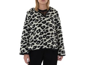 Μπλουζάκια με μακριά μανίκια Moutaki KNITTED ANIMAL PRINT OVERSIZED HOODIE WOMEN