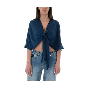 Μπλουζάκια με μακριά μανίκια Moutaki SATIN WIDE SLEEVE CROP TOP WOMEN