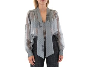 Μπλουζάκια με μακριά μανίκια Twenty-29 LONG SLEEVE V-NECK SEE THROUGH PRINTED BLOUSE WOMEN